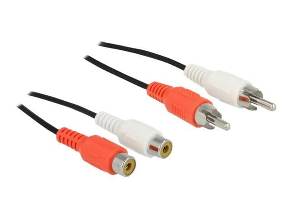 Delock - Lydforlengelseskabel - RCA hann til RCA hunn - 5 m - svart