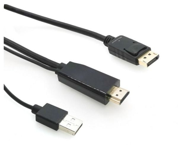 MicroConnect - Adapterkabel - DisplayPort hann til HDMI, USB (kun strøm) hann - 1 m - svart - 4 K 30 Hz (3840 x 2160) støtte