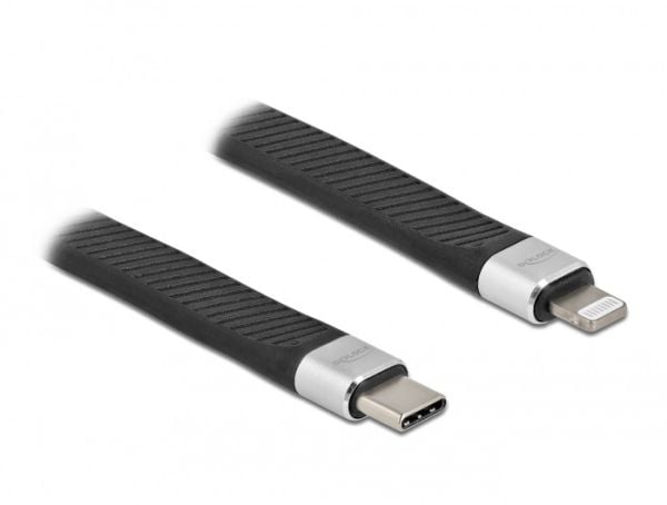 Delock - Lightning-kabel - USB-C hann til Lightning hann - 13 cm - svart - flat