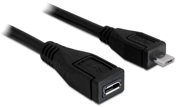 DeLOCK - USB forlængerkabel - Micro-USB Type B (hun) til Micro-USB Type B (han) - USB 2.0 - 50 cm
