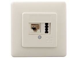 ZE KOMMUNIKATIONSTECHNIK Kombidose IAE/UAE 8(6)-TAE 6 F+N - Stik til montering på overflade - TAE-F+N, RJ-45 (6-nastainen) - perlehti, RAL 1013