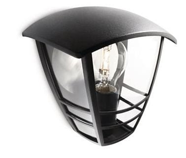 Philips myGarden Creek vägglampa 60 W E27 ljuskälla medföljer inte, Väggbelysning för utomhusbruk, Svart, Metall, IP44, Trädgård, Terass, II
