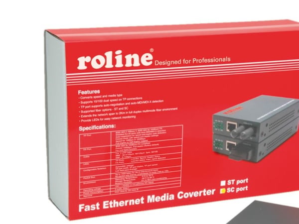 ROLINE RC-100FX/SC Fast Ethernet Converter, RJ-45 to SC, Loop-back, 100 Mbit/s