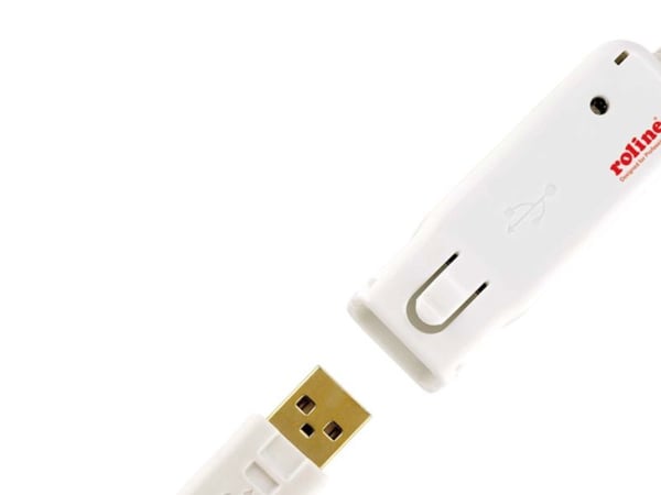 ROLINE USB 2.0 Active Repeater Cable for 12.04.1085 12 m, Valkoinen