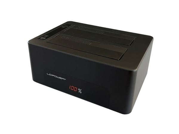LC Power LC-DOCK-U3-V - HDD-dokkestasjon - brønner: 1 - 2,5" / 3,5" delt - SATA - USB 3.1 (Gen 2) - svart