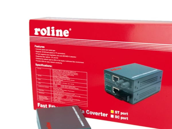 ROLINE RC-100FX/ST Fast Ethernet Converter, RJ-45 to ST, Loop-back, 100 Mbit/s