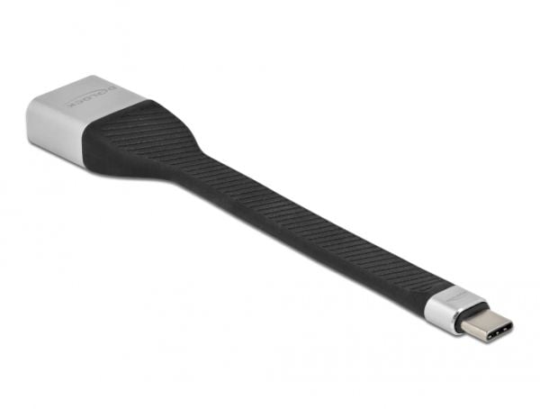 Delock - DisplayPort-adapter - USB-C (hann) til DisplayPort (hunn) - Displayport 1.2/Thunderbolt 3 - 14 cm - flat, støtte for 4K 60 Hz (3840 x 2160...