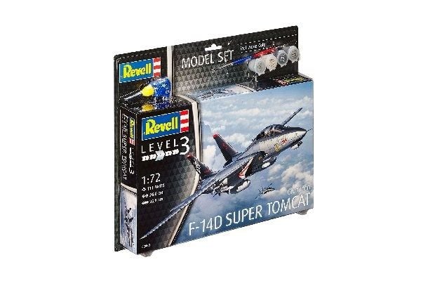 Revell Model Set F-14D Super Tomcat, Flymodell med fastvinge, Monteringssett, 1:72, Grumman F-14D Super Tomcat, Avansert, 111 stykker