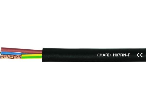 HELUKABEL H07RN-F, Lågspänningskabel, Svart, Koppar, 2.5 mm ², 120 kg/km, DIN VDE 0482-332-1-2, DIN EN 60332-1-2, IEC 60332-1-2, DIN VDE 0473-396, ...