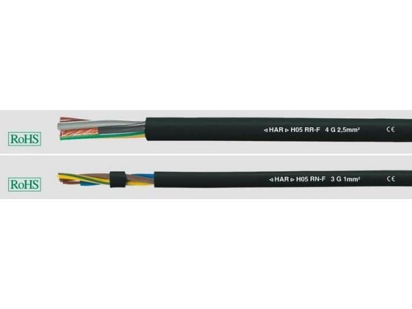 HELUKABEL H05RR-F, 0,75 mm², Svart, Kopper, 14,4 kg/km, 60 kg/km, 2000 V