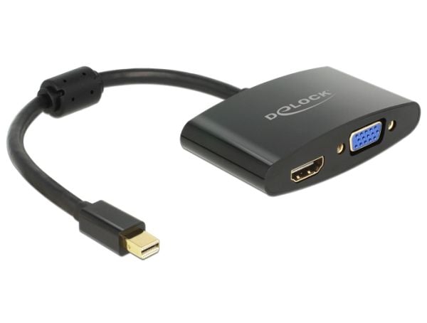Delock - Video adapter - DisplayPort (hann) til HD-15 (VGA), HDMI (hunn) - 18 cm - svart
