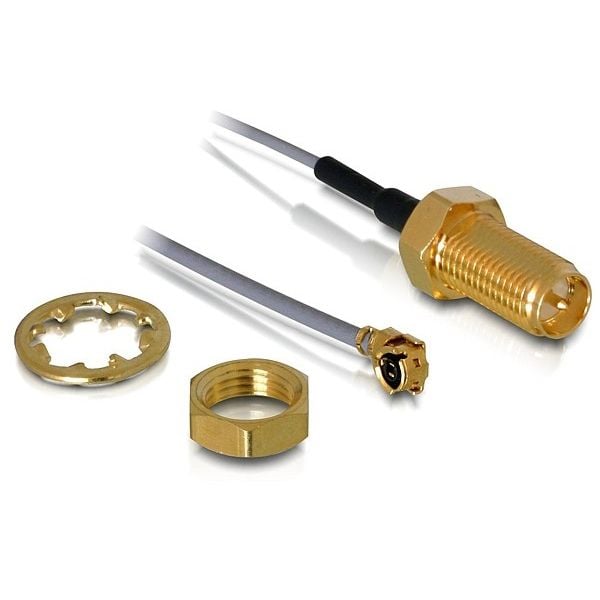 DeLOCK - Antennekabel - RP-SMA (han) til I-PEX (han) - 20 cm - koaksial - sortti