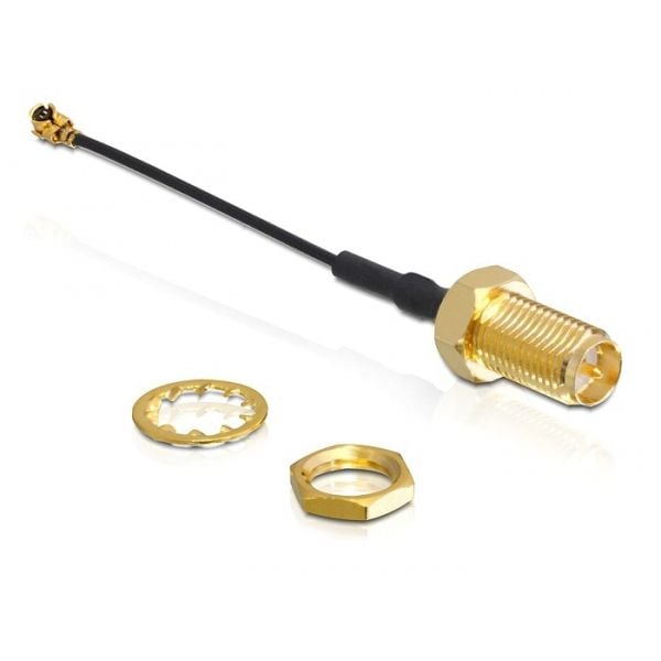 Delock WLAN SMA antenna connection for installation - Antennekontakt - SMA (hann) - 5 cm - koaksial