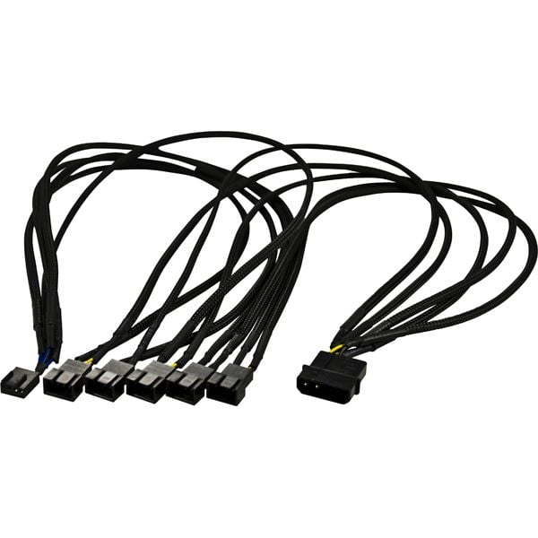 Akasa FLEXA FP5 - Viftestrømsplitter - 4-pins PWM (hunn) til 4-pin intern strøm, 4-pins PWM (hann) - 45 cm