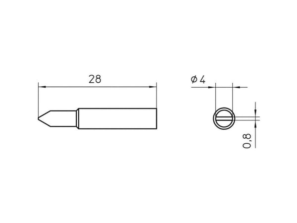 Weller XNT D, Loddespiss, Alle merker, 1 stykker, 4 mm, 0,8 mm, 28 mm