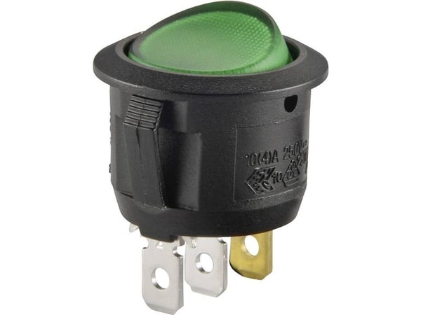 TRU COMPONENTS 700304 Keinukytkin R13-112B B/G 200V 250 V/AC 6 A 1 x Pois päältä / Päälle naksahtaen 1 kpl