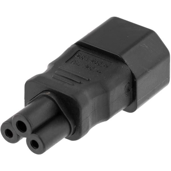 Deltaco Strömadapter, IEC 60320 C14 till IEC 60320 C5, 250V/2,5A, svart, IEC C14, IEC C5
