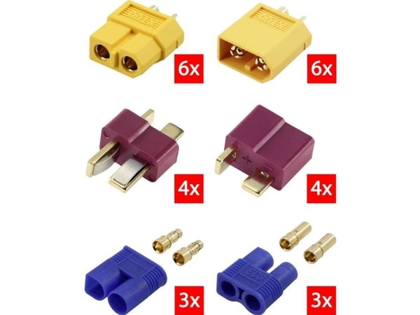 Reely RE-6699867 Akun liitin XT60, T-liitin, EC3 kullattu 1 kpl