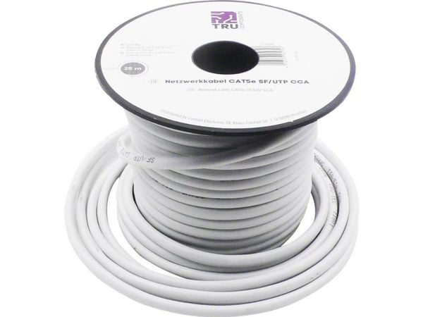 TRU COMPONENTS nettverkskabel CAT 5e SF/UTP 4 x 2 x 0,14 mm² hvit 25 m