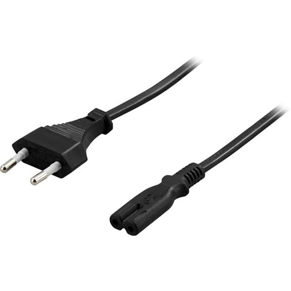 DELTACO - Strømkabel - Europlug (han) lige til IEC 60320 C7 lige - AC 250 V - 2.5 A - 50 cm - lajiteltu