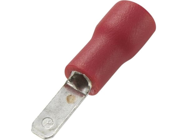 TRU COMPONENTS 736753 flatstiftkontakt stiftbredde 2,8 mm stift tykkelse 0,5 mm 180° delvis isolert rød 100 stk