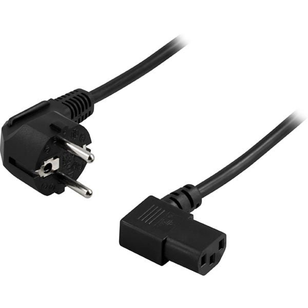 DELTACO DEL-109B - Strømkabel - CEE 7/7 (han) vinklet til IEC 60320 C13 vinklet - AC 250 V - 10 A - 20 cm - lajitelma
