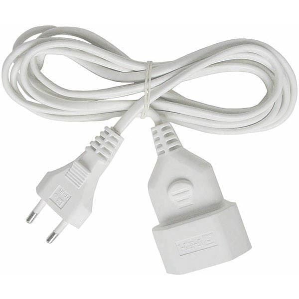 brennenstuhl H03VVH2-F 2x0.75 - Jatkojohto verkkovirralle - IEC 60906-1 (naaras) - Europlug (uros) - 3 m - litteä - valkoinen