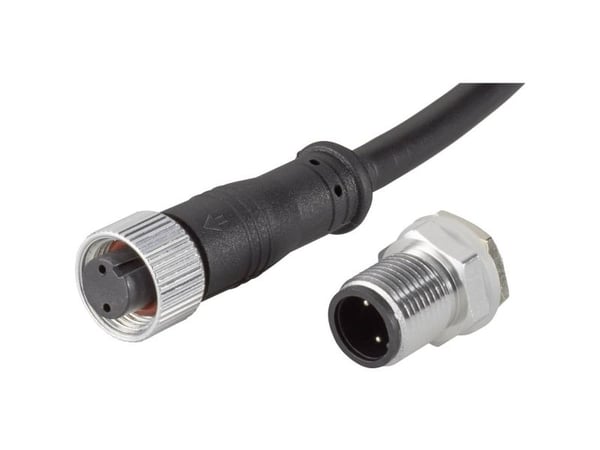 TRU COMPONENTS 1229336 Rundkontakt ferdigmontert rett tilkobling kontakt innbygging samlet poltall: 2 1 stk