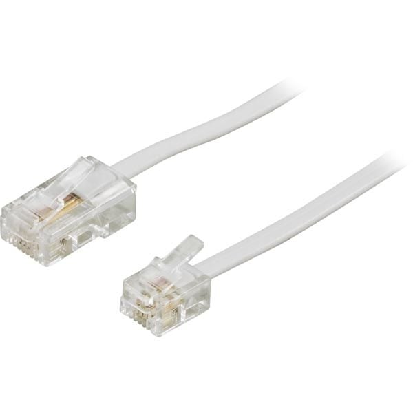 DELTACO modularkabel, 8P4C till 6P4C(RJ11), 3 m, vit