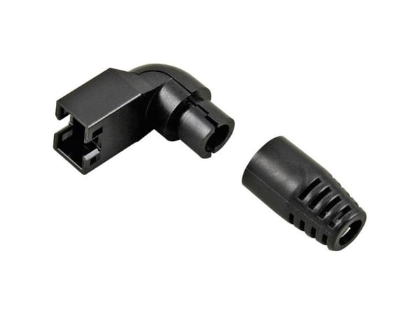 Hirose Electronic RJ45-KS90UD Bøjebeskyttelse for RJ45-stik Hirose vinklet, RJ45-KS90UD Knækbeskyttelsestylle Poltal: 8P8C Sort 1 stk
