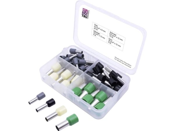 TRU COMPONENTS T1903C025 Kaapelinperävalikoima 4 mm², 6 mm², 10 mm², 16 mm² Osittain eristetty Harmaa, Musta, Keltainen, Vihreä 45 kpl