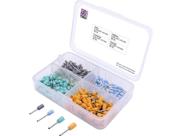TRU COMPONENTS T1903C023 Kaapelinperävalikoima 0.14 mm², 0.25 mm², 0.34 mm², 0.50 mm² Osittain eristetty Harmaa, Vaaleansininen, Turkoosi, Oranssi ...