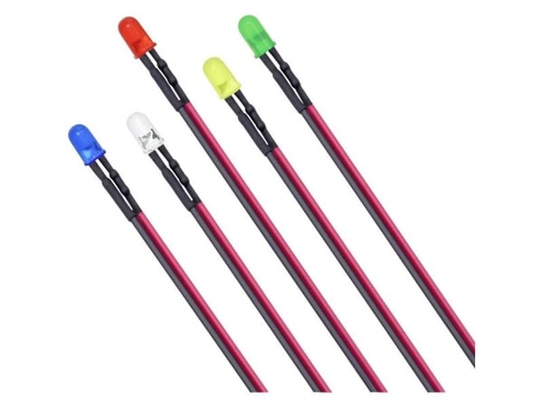 TRU COMPONENTS T1810O104 LED-valikoima Punainen, sininen, vihreä, keltainen, vaalea-lämminvalkoinen pyöreä 3 mm 600 mcd, 1500 mcd, 100 mcd, 600 mcd...