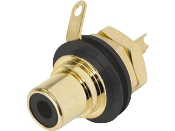 Cablenet Neutrik RCA Gold Panel Mount Socket Insulated Black