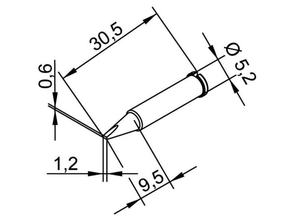 Spiss ERSADUR, 1,2 mm/0,047 tommer, til loddebolt ERSA