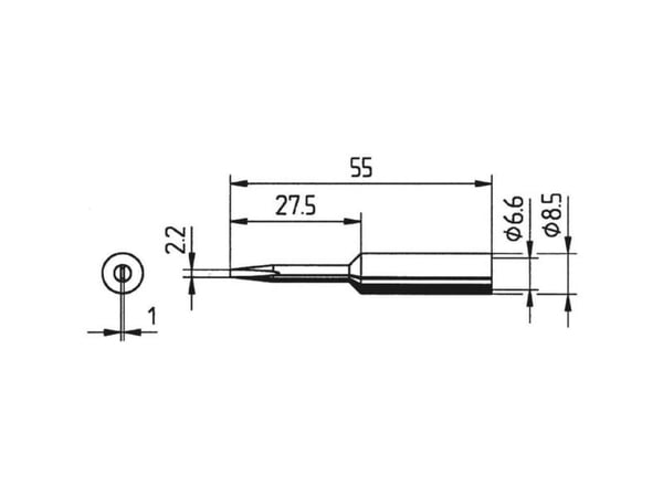 Ersa 0832KDLF loddespiss, mejselprofil forlenget, spissstørrelse 2,2 mm, 1 stk