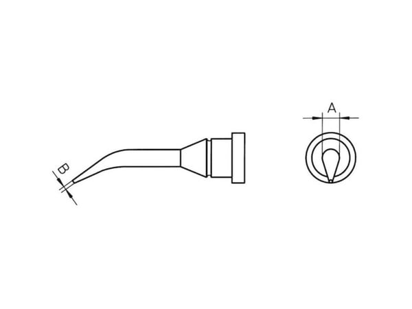 Weller LT-1SLX loddetupp rund, lang, bøyd - spissstørrelse 0,4 mm - spisslengde 22 mm - 1 stk