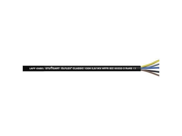 Lapp ÖLFLEX CLASSIC 130 H BK 0.6/1 kV, Kabel för medelhög spänning, Svart, Koppar, 1 mm ², 67,2 kg/km, -25 - 70 ° C