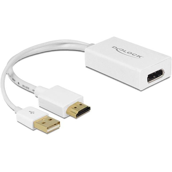 Delock - Videotransformator - HDMI, DisplayPort - DisplayPort - hvid - detailsalg