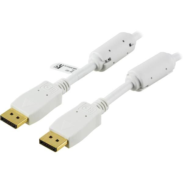 DELTACO - DisplayPort-kabel - DisplayPort (hann) til DisplayPort (hann) - 1 m - hvit