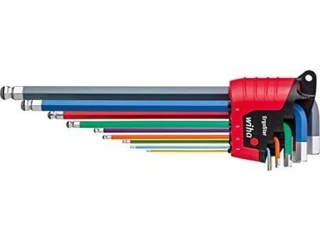 Wiha 41979, L-formet hex-nøkkelsett, Metrisk, 9 stykker, 1.5,2,2.5,3,4,5,6,8,10 mm, ISO 2936L