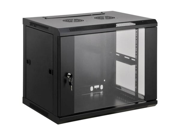Intellinet Network Cabinet, Wall Mount (Standard), 9U, Usable Depth 350mm/Width 540mm, Black, Assembled, Max 60kg, Metal & Glass Door, Back Panel, ...