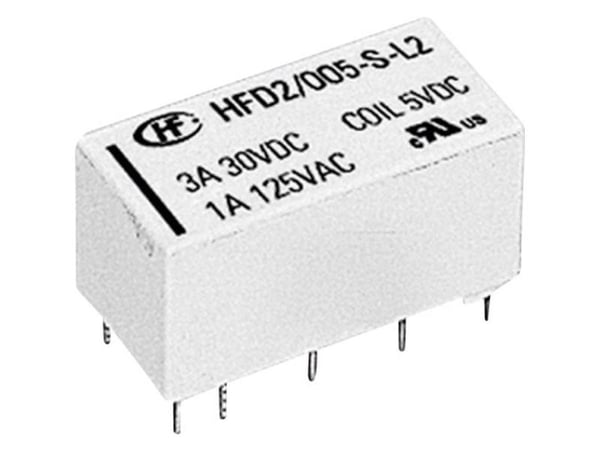 Hongfa HFD2/012-S-L2-D printrelé 12 V/DC 3 A, 2 brytere (1 stk.)