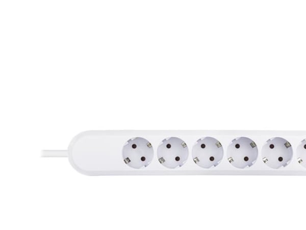 Bachmann SMART 6x Schuko H05VV-F 3G 1.50mm² 16A/3680W 5m, 5 m, Muovi, Valkoinen, 6 AC-pistorasia(a), 3680 W, 16 A