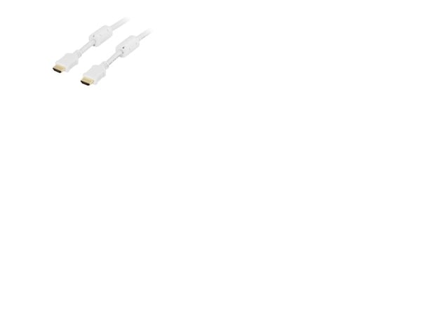 DELTACO HDMI-1020A - HDMI-kabel med Ethernet - HDMI hann til HDMI hann - 2 m - hvit