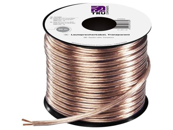 TRU COMPONENTS 1572262 Kaiutinkaapeli 2 x 0,75 mm² Läpinäkyvä 30 m