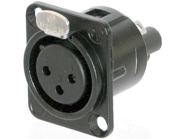Neutrik NC3FD-S-1-B, XLR, 3P, musta, IP40, 50 V, 3 A