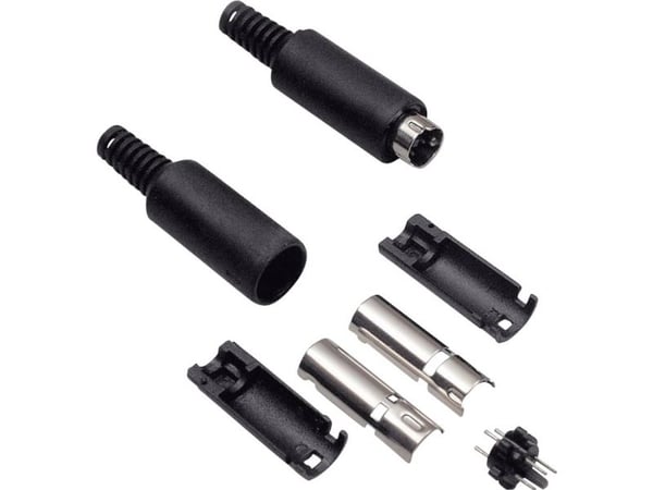BKL Electronic 0204002 miniatyr DIN-rundkontakt, 4-polet, sort - 1 stk