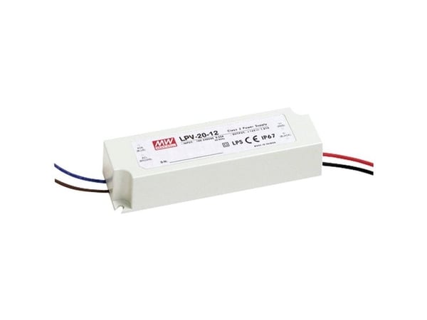 MEAN WELL LPV-20-24, Hvit, 90 - 264 V, 50 - 60 Hz, 118 mm, 26 mm, 35 mm