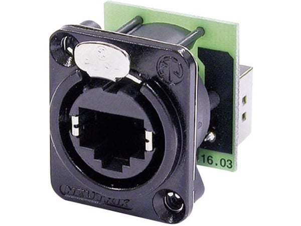 Neutrik NE8FDP-B, RJ-45, Sort, Grønn, Sølv, Hunkjønn, Rett, Cat5e, Nikkel/gull